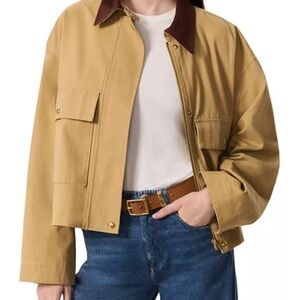 Rag & Bone Tan Utility Jacket with Brown Collar